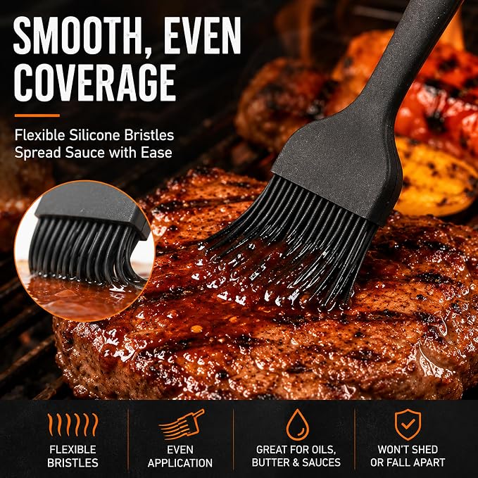 Silicone Basting Pastry Brush for Baking Cooking Bbq Grill Spread Oil Butter Sauce 2 Pack