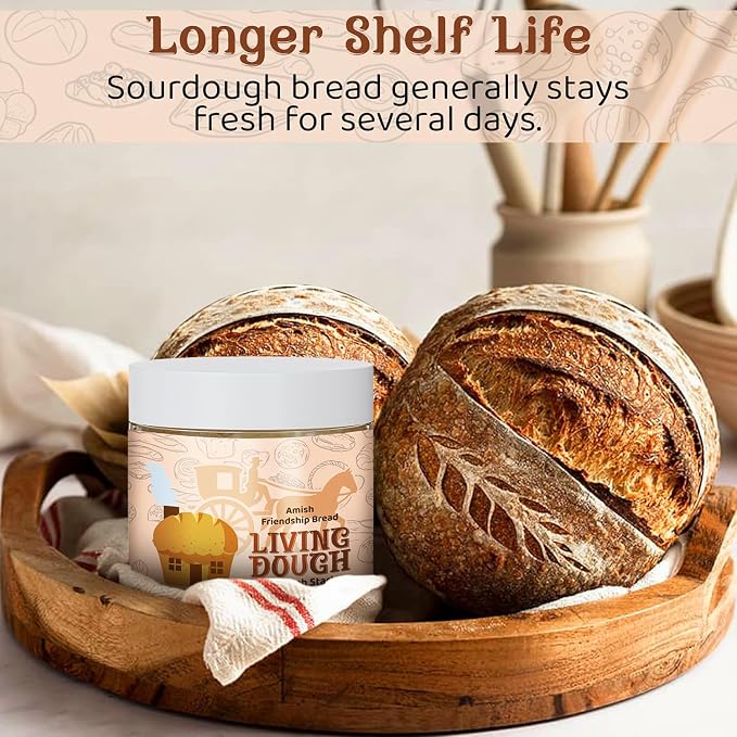 Living Dough - 55 Year Old Amish Friendship Sourdough Starter Culture - Sweet and Organic Sourdough Starter for Baking - For Artisan Bread, Pizza Dough, Waffles & More