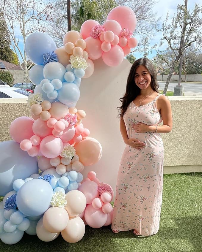 140Pcs Pastel Blue Balloons Baby Blue Balloon Garland Arch Kit 5/10/12/18 Inch Latex Light Blue Balloons Different Sizes as Gender Reveal Baby Shower Birthday Blue Theme Party Decorations
