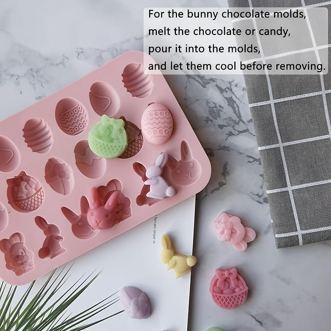 3PCS Silicone Donut Molds + 1PCS Rabbit Gummie Molds, Non-Stick Baking Doughnut Pan Tray for Pumpkin Pancake, Cake, Muffin, Cupcake