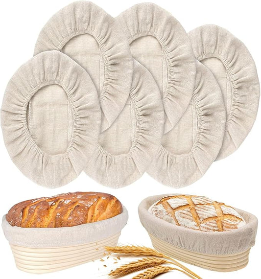 6 Packs Oval Banneton Cloth Liner for Bread Sourdough Proofing，10 inches，Natural Rattan Bread Proofing Cover for Banneton Basket Homemade Baking Dough（Basket Not Included）