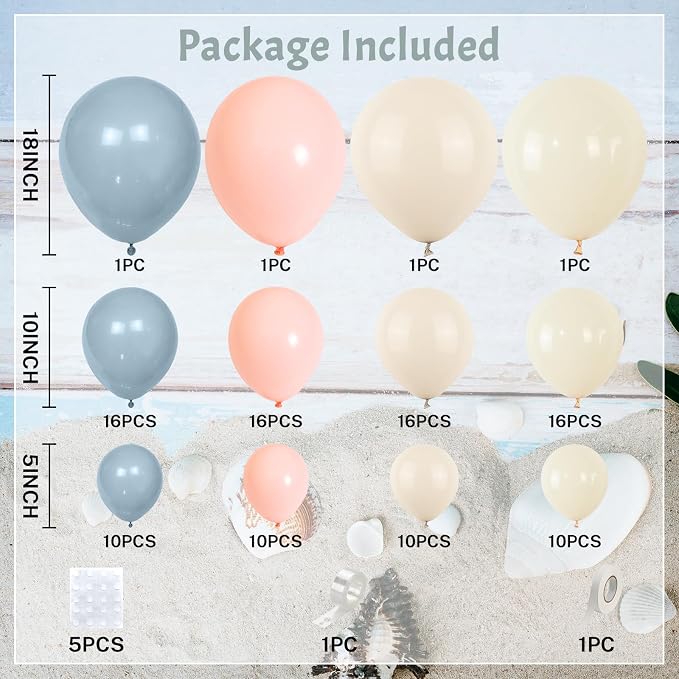 Gender Reveal Balloon Arch Kit 115Pcs Dusty Pink and Blue Balloon Garland Boho Retro Blush Peach Cream Ivory Sand White Birthday Party Balloons for Boy or Girl Baby Shower Bridal Bear Decorations