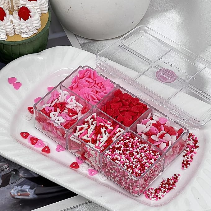 Valentines Sprinkles, 6.53oz Red Pink Heart Sprinkles for Cake Decorating, Edible Hearts for Baking, Ice Cream, Cookies, Cupcake Topper
