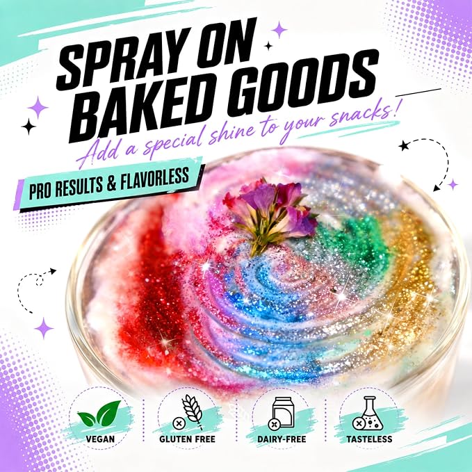 HomeHere Edible Glitter for Drinks & Cakes, 10g Food Grade Disco Diamond Glimmer Dust, Sparkle Powder for Cocktails, Chocolate, Baking Decorations, Vegan& Tasteless (Golden)
