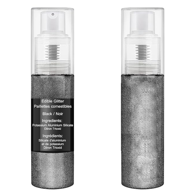 Edible Glitter Spray - 20g Luster Dust Edible Food Grade Glitter for Cake Decorating, Cocktails, Drinks - Shimmer Dust Powder Metallic Food Coloring Powder for Cookie, Candy, Icing (Black)