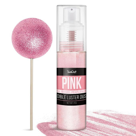 Edible Glitter Spray - 20g Luster Dust Edible Food Grade Glitter for Cake Decorating, Cocktails, Drinks - Shimmer Dust Powder Metallic Food Coloring Powder for Cookie, Candy, Icing (Pink)