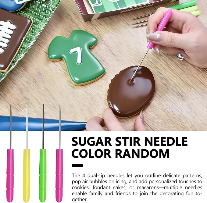 Artcome 129pcs Thickened Tipless Piping Bags Set - 100pcs Heavy-Duty Disposable Pastry Bags - 12 Silicone Ties, 12 Clips, 4 Scriber Needles & 1 Scraper - Ideal for Cookie & Cake Holiday DIY Decorating
