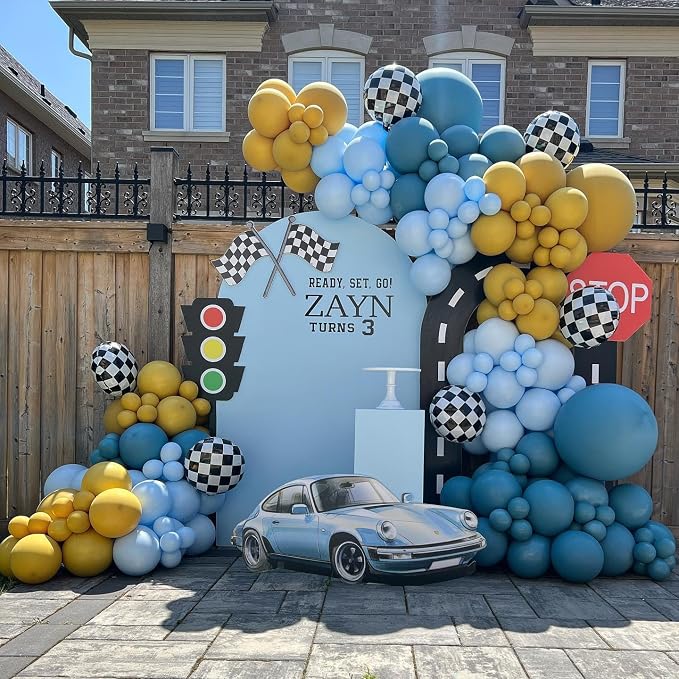 Double Dusty Blue Stuffed Balloons Different Size 115Pcs 5/10/12/18" Slate Blue Balloon Arch Garland kit for Birthday Baby Shower Bridal Shower Gender Reveal Wedding Theme Party