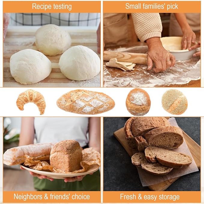 6 Pack 5 Inch Banneton Bread Proofing Basket Mini Banneton Basket Proofing | Small Sourdough Breads Baking, Round Dough Bakery Baking Bread Bowl, Liner, with Cloth Lining,for Handmade Kitchen Supplies