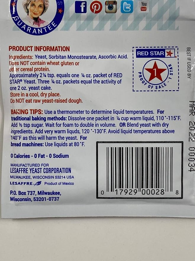 Red Star Instant Quick Rise Yeast and Active Dry Yeast, 2 packs of each (4 packs Total)