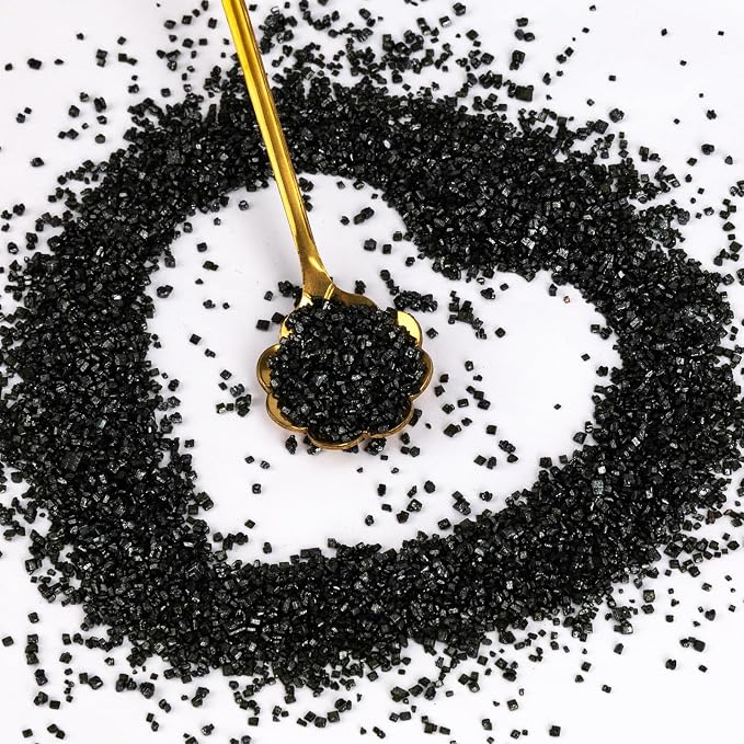 Edible Black Sprinkles for Cake Decorating,150g,Edible Sanding Sugar Crystals,Sprinkle Mix for Cookies,Donut,Ice Cream,Fondant Cake,Caramel Apples,Cupcakes,Desserts,Wedding Birthday Party Supplies