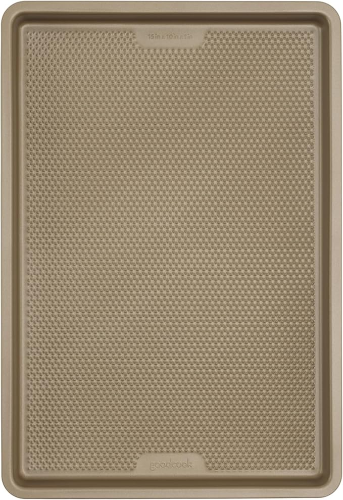 GoodCook BestBake Nonstick 10" x 15" Textured Carbon Steel Cookie Sheet, Medium Baking Tray, Scratch-Resistant Bakeware, Even Heating, Durable Bronze Nonstick Baking Sheet
