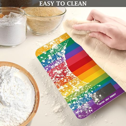 Food Scale Kitchen Scale for Baking Cooking Digital Food Weighing Measuring Scale Small Waterproof Electric Food Scale Rainbow Color Stripes