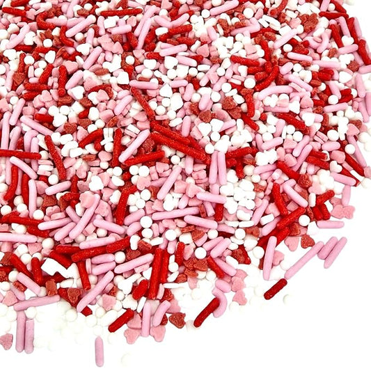 Manvscakes, Valentine Sprinkles for Baking, Edible Heart Decorations, Natural Colors, Pink and Red, No Artificial Dyes, Nut and Gluten Free, 3oz