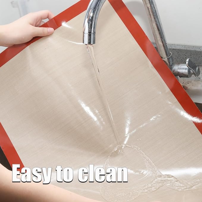 Silicone Pastry Mat, 23.66" x 15.7" Non Slip Baking Mat, Extra Large Cookie Bread Crust Rolling Mats Sheet, Reusable Dough Mats for Counter, Pizza, Pie(Brown)