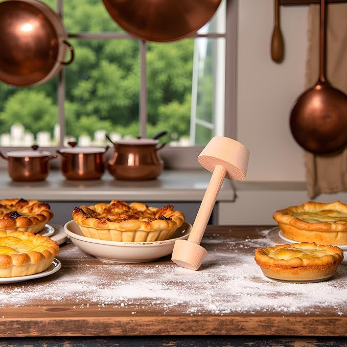 Tart Tamper Pastry Tamper Double Side Wooden Egg Tart Tamper Mold DIY Cake Pastry Pusher for Kitchen Party Baking Tools, Pie, Tart and Quiche Pans（It is 14.8 cm long）