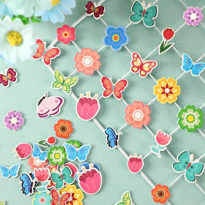 600Pcs Flower Foam Stickers Spring Butterfly Adhesive Stickers | Flower Decals for Kids, School Projects, Classroom Handmade DIY Arts Crafts, Scrapbook, Party Favors Decorations