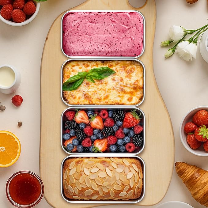 Onader 3 Pcs Mini Stainless Steel Bread Baking Pan, Mini Loaf Pan Set, Small Banana Bread Tins, 6¼ x 3⅝ Inch Meatloaf Pan, Non Toxic, Oven & Dishwasher Safe