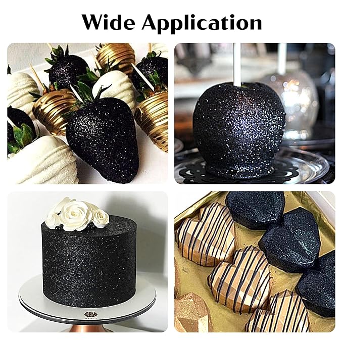 Black Edible Glitter Spray – Herbeklab 10g Food Grade Edible Shimmer Spray for Cakes, Cookies, Chocolate, Strawberries, Drinks and Cocktails– Upgraded Bottle Design