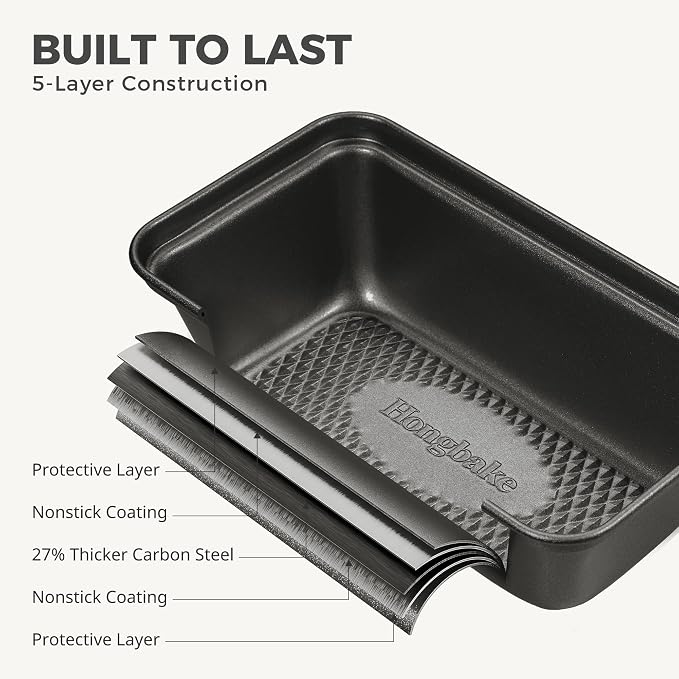 HONGBAKE 3 Pack Nonstick Mini Loaf Pans, 6 x 3.3 x 2 Inch Small Bread Pans for Homemade Bread, Tiny Banana Baking Tins with Diamond Texture, Non-toxic Mini Meatloaf Pans Set, Dark Gray