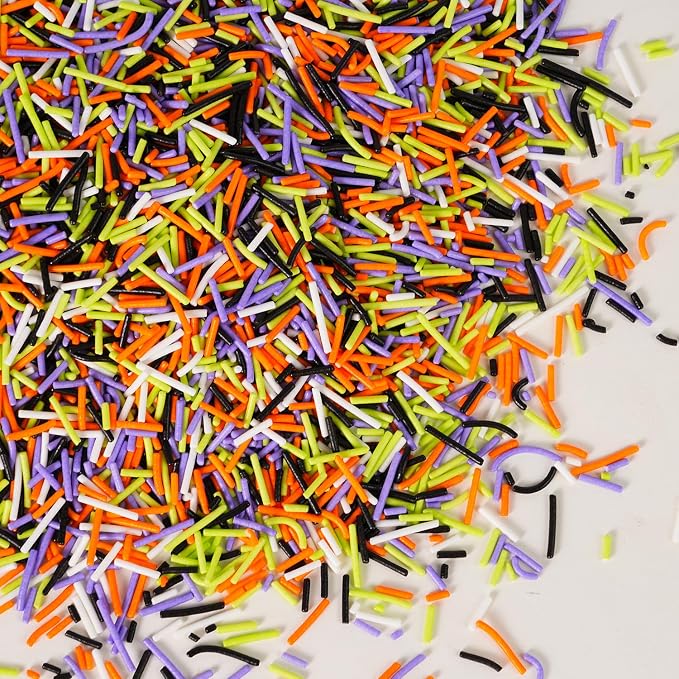 Halloween Sprinkles Bulk 16 oz - Purple, Orange, Green, Black Jimmies Mix for Cake Decorating, Cookies, Cupcakes, Ice Cream Topper - Spooky Halloween Party Supplies Halloween Jimmies