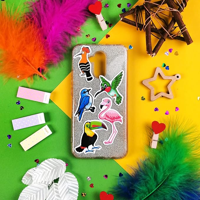 BulbaCraft 100Pcs Bird Stickers, Bird Party Supplies, Parrot and Hummingbird Stickers, Gifts for Women & Men