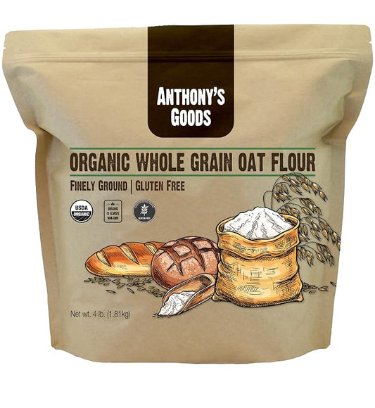 Anthony's Organic Whole Grain Oat Flour, 4 lb, Gluten Free, Non GMO, Non Irradiated, Finely Ground, Vegan