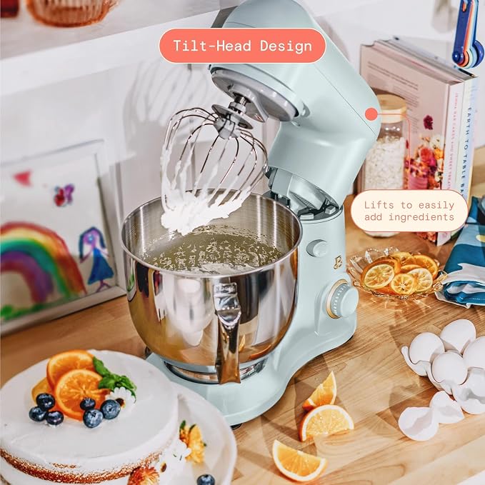 5.3 Qt Stand Mixer, 300W Electric Kitchen Mixer with 12 Speeds, Tilt Head Design, Stainless Steel Bowl, Dough Hook Whisk Beater Splash Guard (Hydrangea)