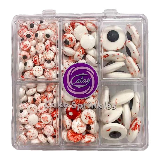Sentovac Candy Eyeballs Bloody Red Eyes Edible Sugar Sprinkles Cookie Cake Cupcake Toppers Decorations Small Candy Eyes for Christmas Halloween Easter Cake Decorations Supplies