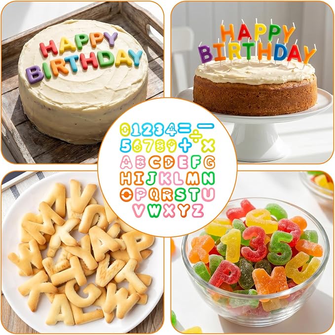 41PCS Alphabet Playdough Tools Number Cookie Cutters Fondant Letter Cutters Mathematical Alphabet Stamper Cutter Candy Molds for Birthday Party Various Learning Letters and Numbers