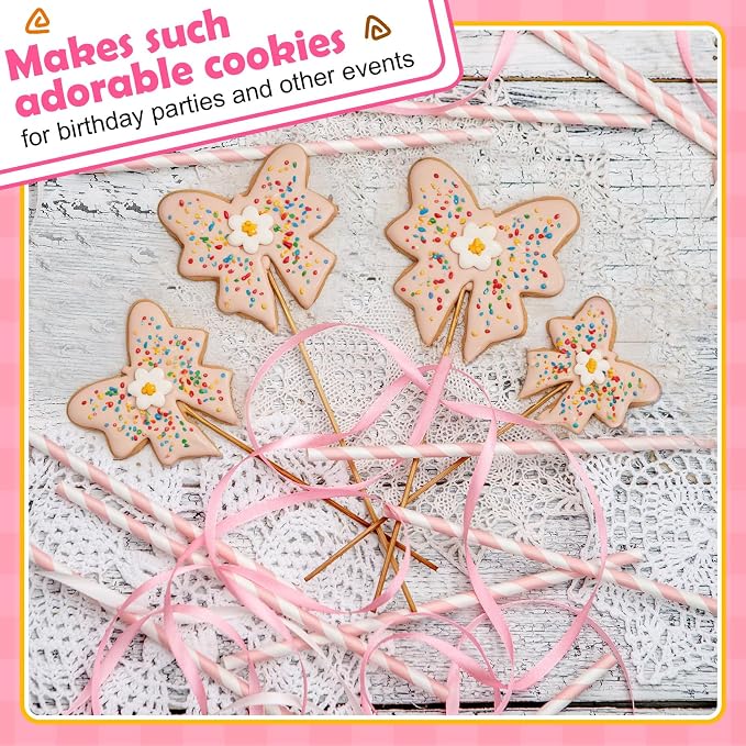 Havawish 4 Pcs Cookie Cutter Set 2 in to 5 in Cookie Cutter Stainless Steel for Baking Fondant Fruit Bread Birthday Party Decorations (Bow Knot)
