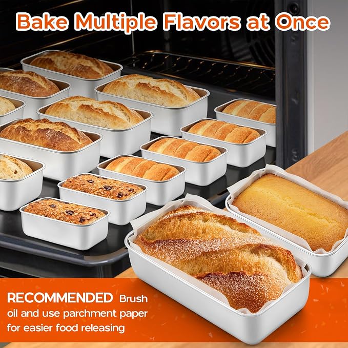 Onader 24 Pack Loaf Pans for Baking Bread, Stainless Steel Bread Loaf Pan for Meatloaf Homemade Sandwich, Includes 12Pcs 9x5 Inch & 12Pcs 6¼ x 3⅝ Inch, Dishwasher Safe