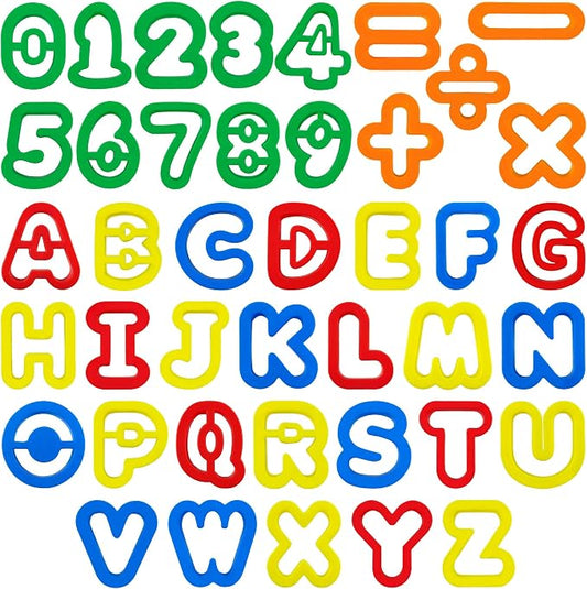 Dough Tool Set with Dough Alphabet Cutters,Numbers Cutters,Mathematical Symbols,Great Dough Tools for Learning Letters and Numbers