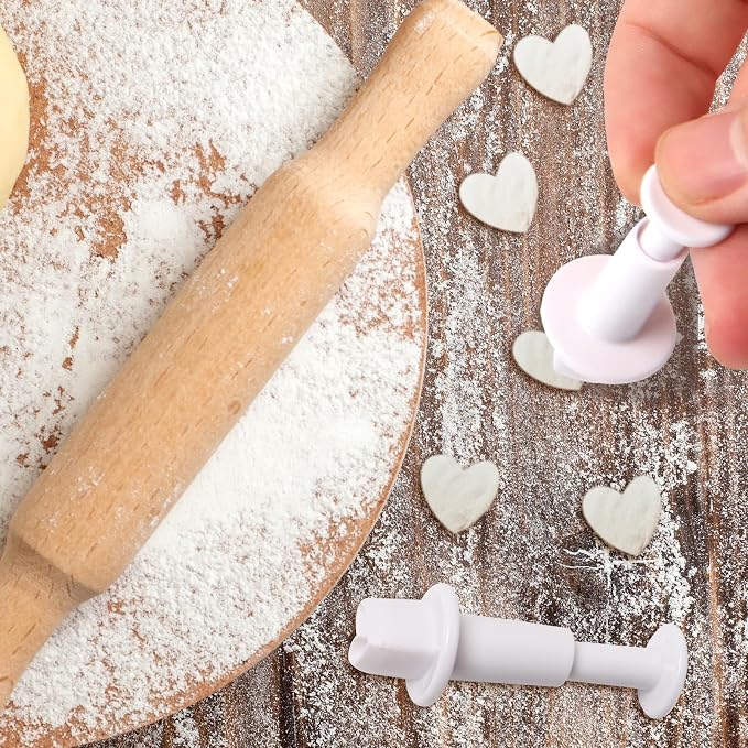 24 Pcs Cookie Cutters, Plunger Cutter Cake Decorating Supplies Fondant Cake Cookie Mini Plastic Biscuit Plunger Fondant Decorating Molds