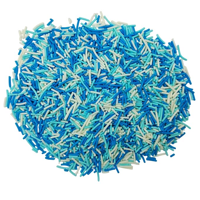Jimmies Sprinkles, Edible Jimmy Sprinkles, Blue White Crunchy Jimmies Mix for Cake Decorating, Edible Cookie Cupcake Decorations for Frozen Winter Baking and Holiday Party Treats