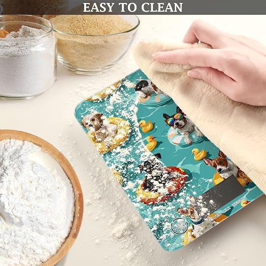 Food Scale Kitchen Scale Food Weight Scales Digital Weight Grams and Ounces Small Electronic Food Scale for Baking Cooking Teal Swimming Pool Dogs and Ducks