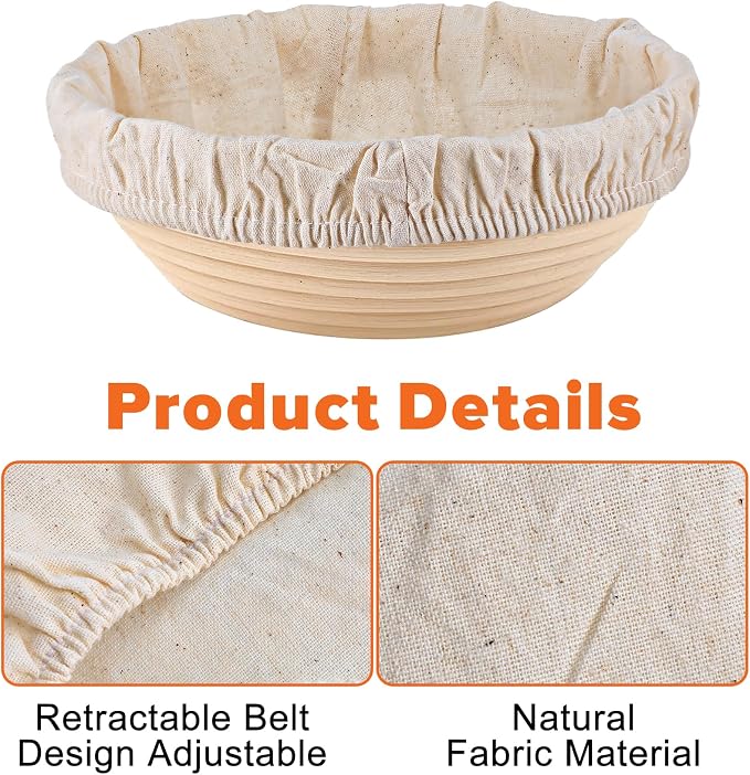 4 Pcs Sourdough Proofing Basket Liners, 10 Inch Reusable Basket Covers, Easy to Clean Proofing Baskets Liner for Bread, Dough Baking, Homemade Breads, Kitchen