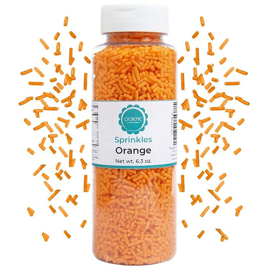 O’Creme Orange Sprinkles – 6.3oz for Cake Decorating – Kosher Pastel Sprinkles for Cupcakes, Cookies, Cakes, Ice Cream – Easy-Pour Jar