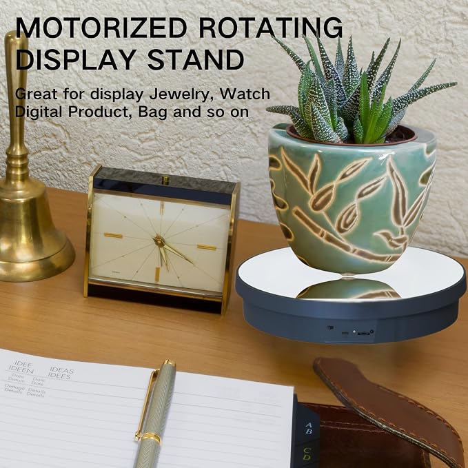 JAYEGT Motorized Rotating Display Stand, 12.6inch /44Lbs Load ,Real Mirror Cover ，360 Degree Electric Rotating Turntable ,Cup Display Turner Stand,Photography Products, Jewelry ,Tumbler -Black