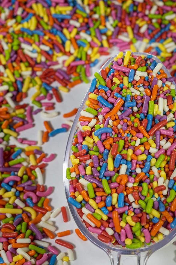 100% NATURAL RAINBOW SPRINKLES - NATURAL COLOR, DAIRY FREE, NUT FREE, GLUTEN FREE, SOY FREE, VEGAN, EGG FREE AND KOSHER,1.5 LBS. CUPCAKE AND CAKE TOPPER,BULK CANDY, RESEALABLE CONTAINER,COLORFUL