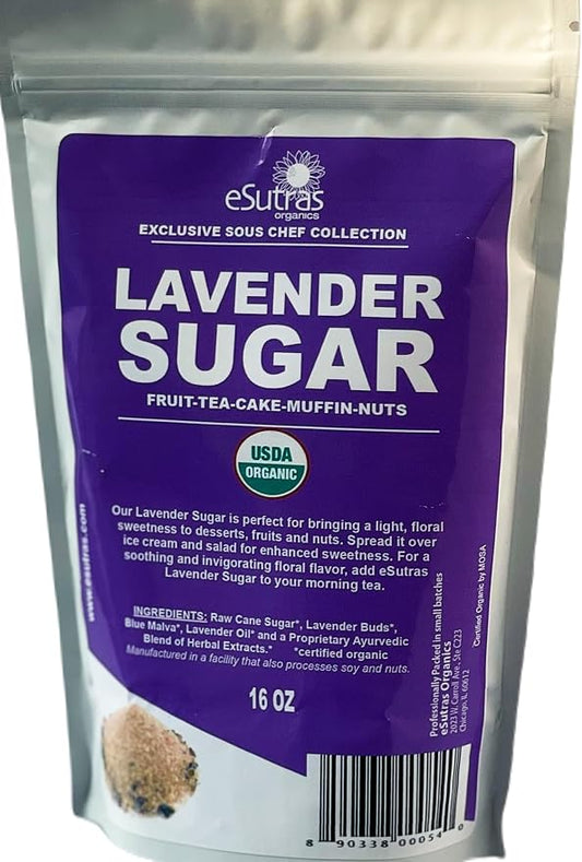 Esutras Organics Sugar, Lavender, 16 Ounce