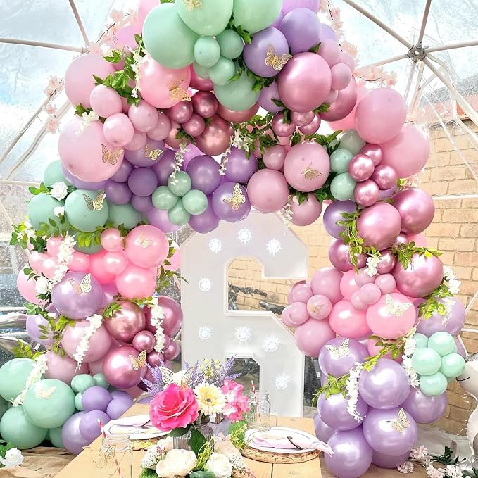 Double Pearl Purple Stuffed Balloons Different Size 115Pcs 5/10/12/18" Light Purple Balloon Arch Kit for Princess Birthday Baby Shower Bridal Shower Engagement Ocean Sea Frozen Theme Party