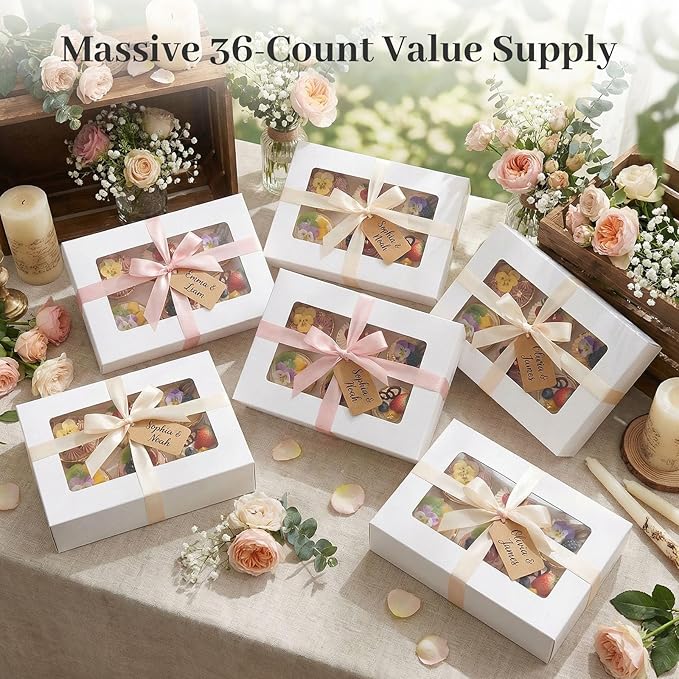 VGOODALL 6PCS White Cupcake Boxes, 6 Count Cupcake Containers with Window Holding 36 Pastry Box for Birthday Holiday Party Bakery Supplies