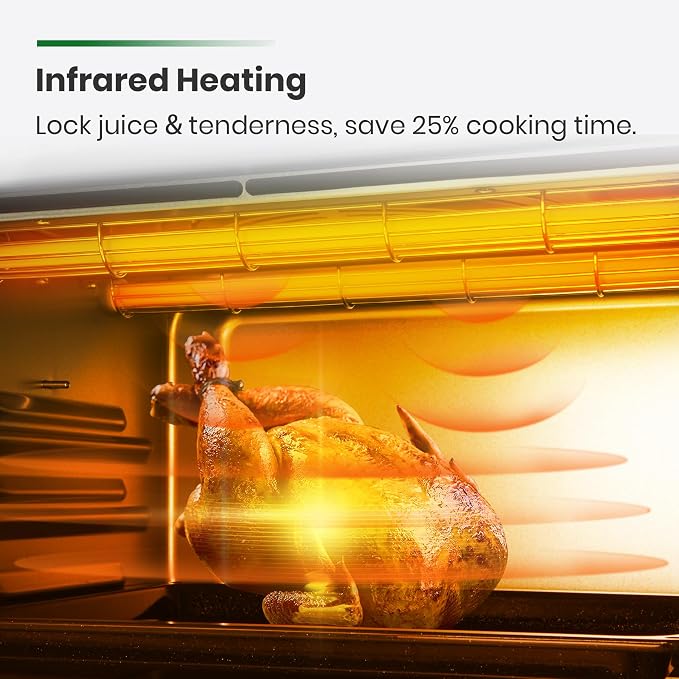 VAL CUCINA Infrared Heating 26.3 QT Air Fryer Toaster Oven, Large Countertop Convection Oven 10-in-1 Combo, 6-Slice Toast, Enamel Baking Pan Easy Clean with Recipe Book (Renewed)