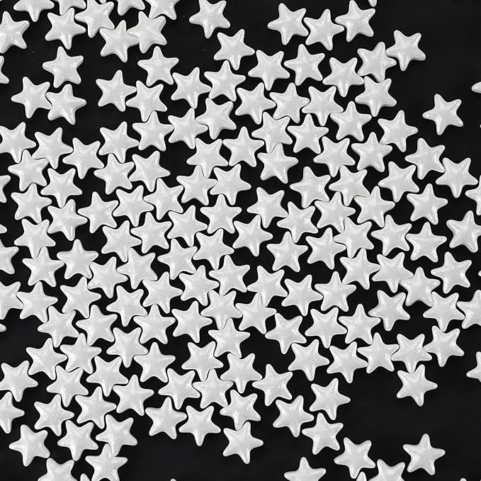 White Star Sprinkles, 10MM Edible Candy Stars for Cake Decorating, Cupcakes, Cookies & Desserts, 3.5 oz White Sprinkles for 4th of July & Memorial Day, Christmas, Wedding, Birthday, Holiday Baking Baby Shower