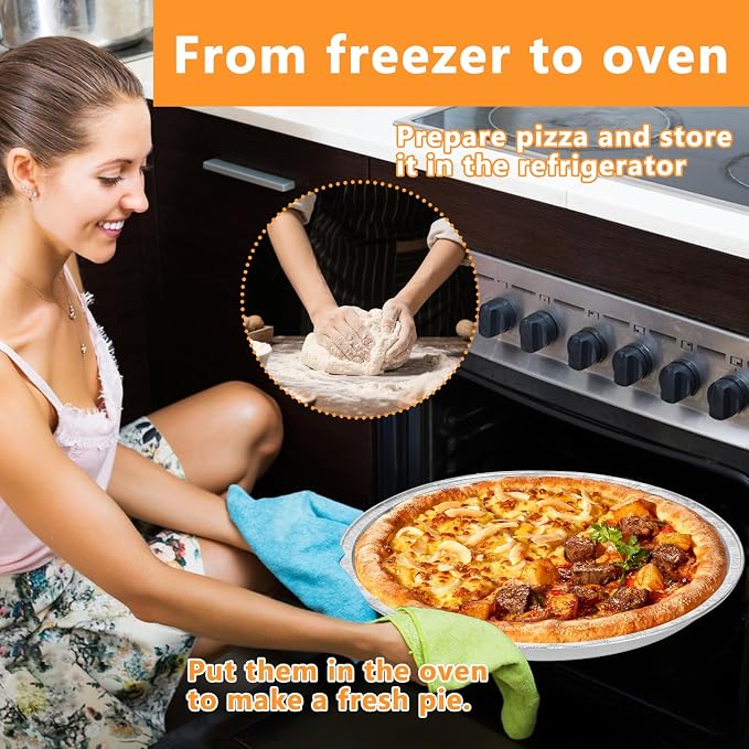 20 Pcs Disposable Pizza Pans 12 Inch Round Aluminum Pizza Pans Disposable Foil Bakeware Serving Trays Oven Safe for Baking Pizzas Chocolate Cookie Cakes Party Activities Decorations