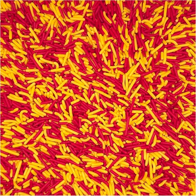 NCS Red & Yellow Jimmies Edible Sprinkles – Cupcake, Cake & Cookie Decorations, 7 oz
