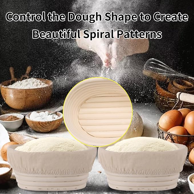 KONGDY 6Pcs Banneton Bread Proofing Basket, (6.7x4.7x3in) Mini Oval Sourdough Bread Basket with Liner Professional & Home Bread Baking Supplies (Small Oval)