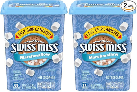 Swiss Miss Hot Cocoa Drink Mix, Milk Chocolate with Marshmallows, Hot Cocoa Bar Supplies, 37.18 oz. Canister (Pack of 2)