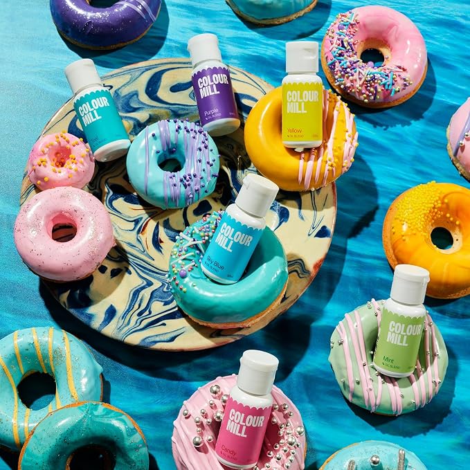 Colour Mill Oil Blend Food Coloring, Pool-Party Pack - 20 Milliliters Each of 6 Colors: Candy, Mint, Purple, Sky Blue, Teal and Yellow
